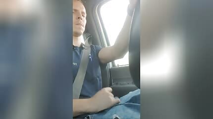 Awesome cumshot while driving to work