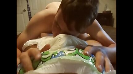 Fun time with Daddy's diaper