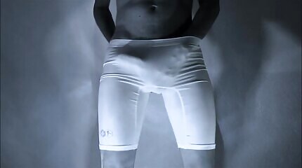 Bulging Boner in white compression shorts
