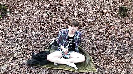Camping with Daddy Outdoor /Daddy Filmed Me & CUM AS VULCANO / Cute boy